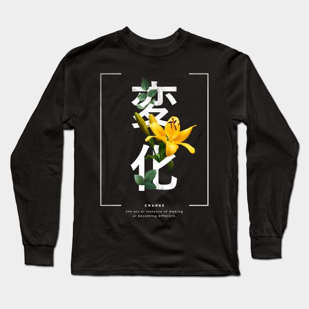 Japan Quote Flower Long Sleeve T-Shirt by LR_Collections